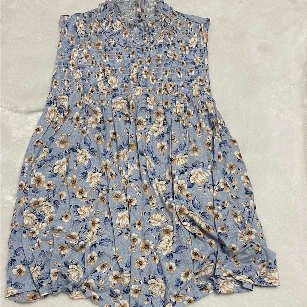 Miami Floral Blouse - Blue and Cream